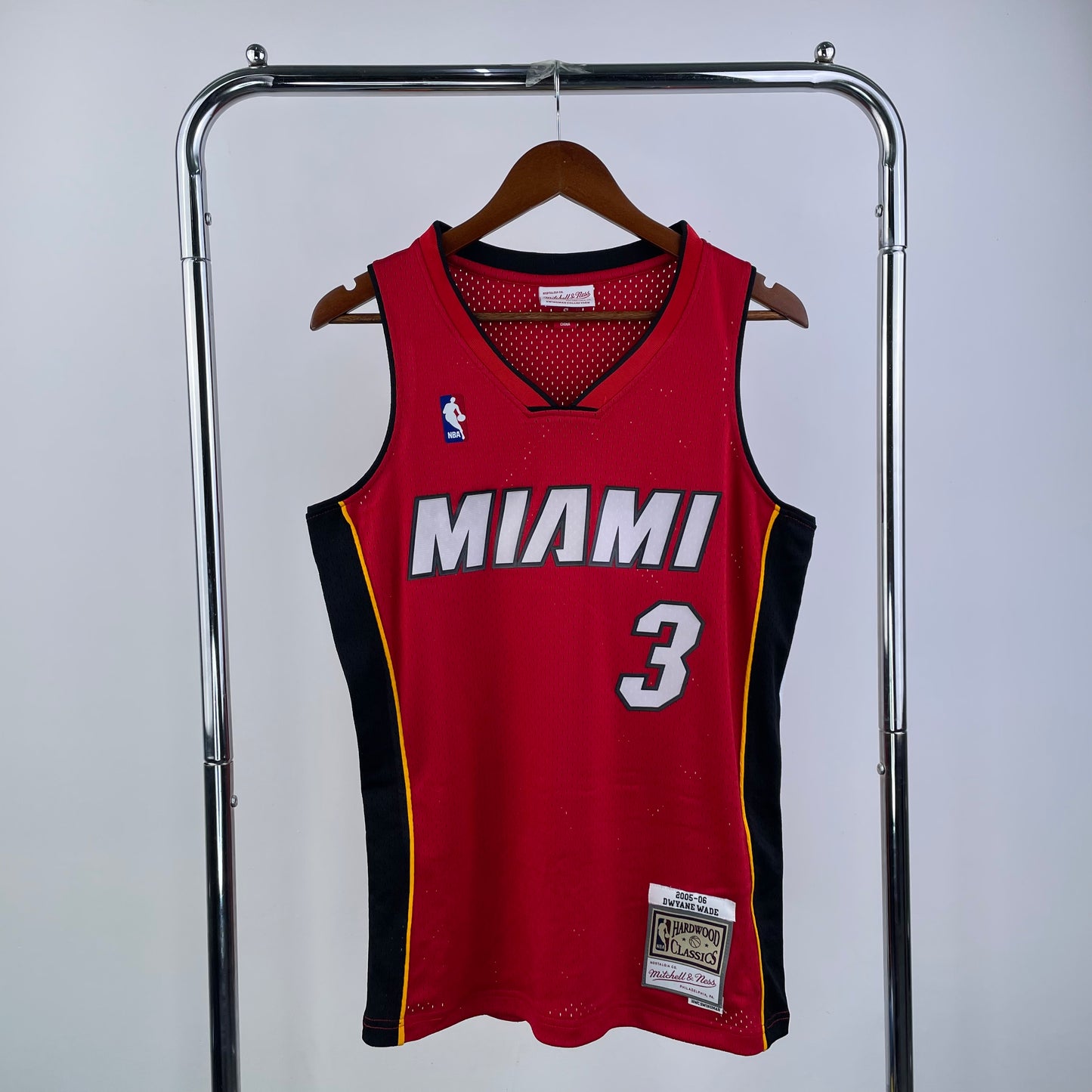 Miami Heat 2005-06 Dwayne Wade Red Mitchel & Ness Hardwood Classics Swingman Jersey