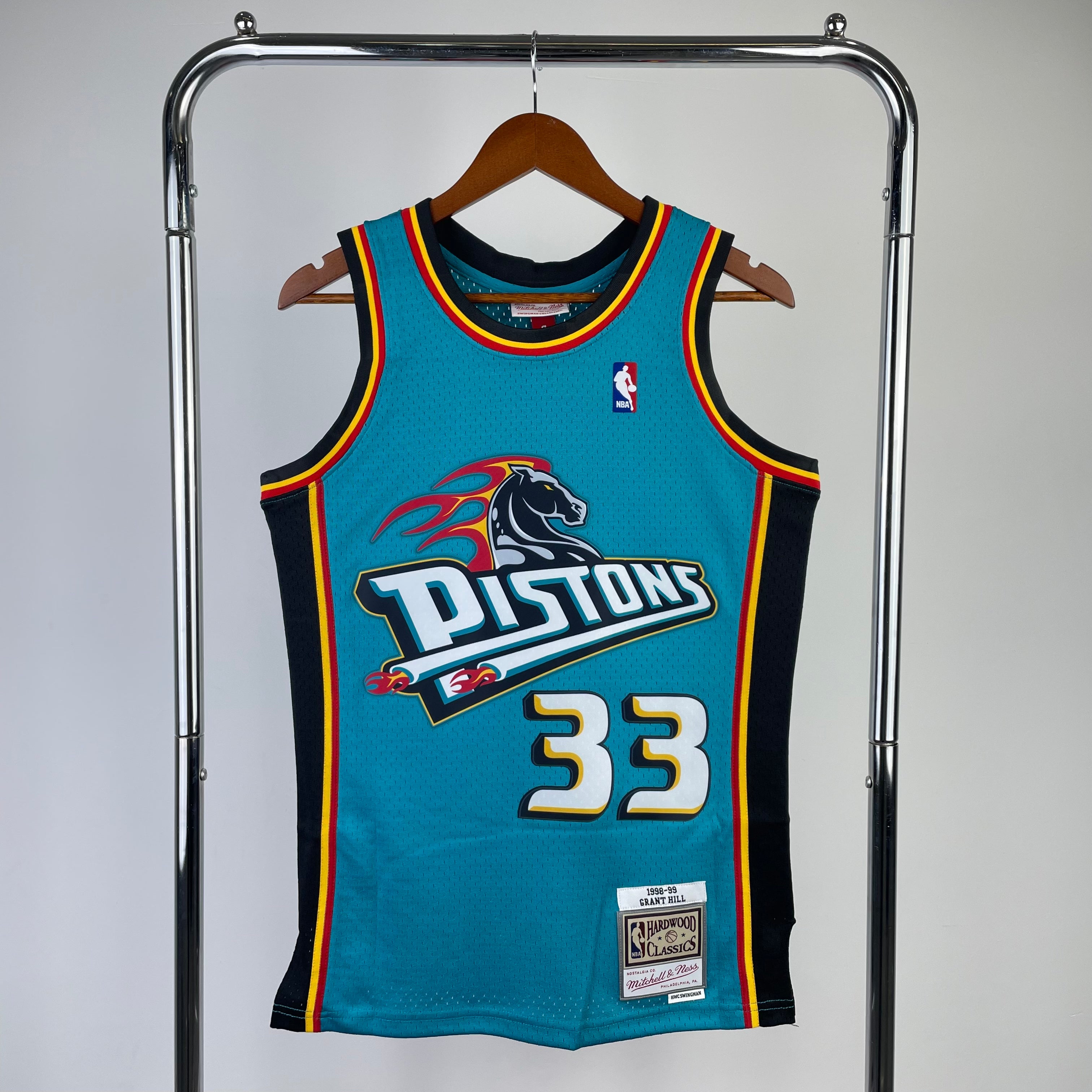 Hardwood Classics Grant Hill Teal Jersey Detroit Pistons 1998
