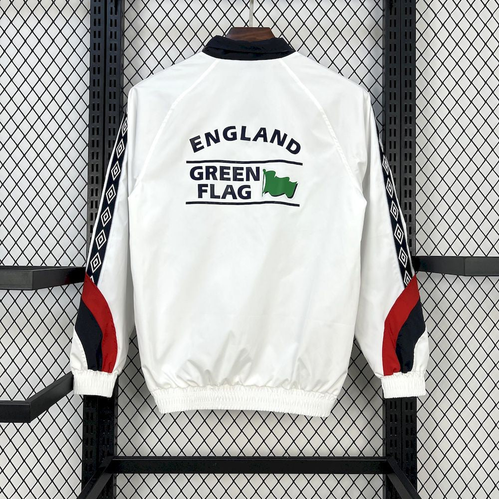 England 1998 White Retro Windbreaker Jacket