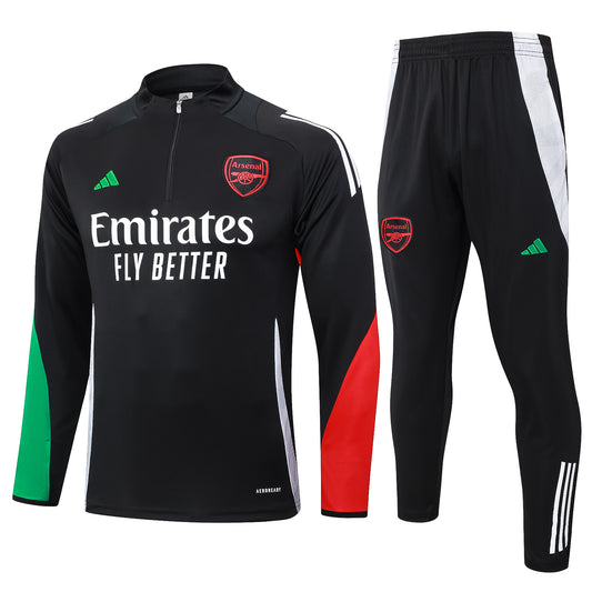 Arsenal 2024/25 Black/Green/Red Half-zip Tracksuit Set