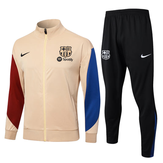 Barcelona 2024/25 Cream and Black Full-zip Tracksuit set