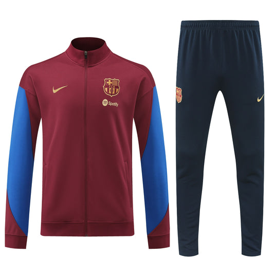 Barcelona 2024/25 Maroon Red and Blue Full-zip Tracksuit set