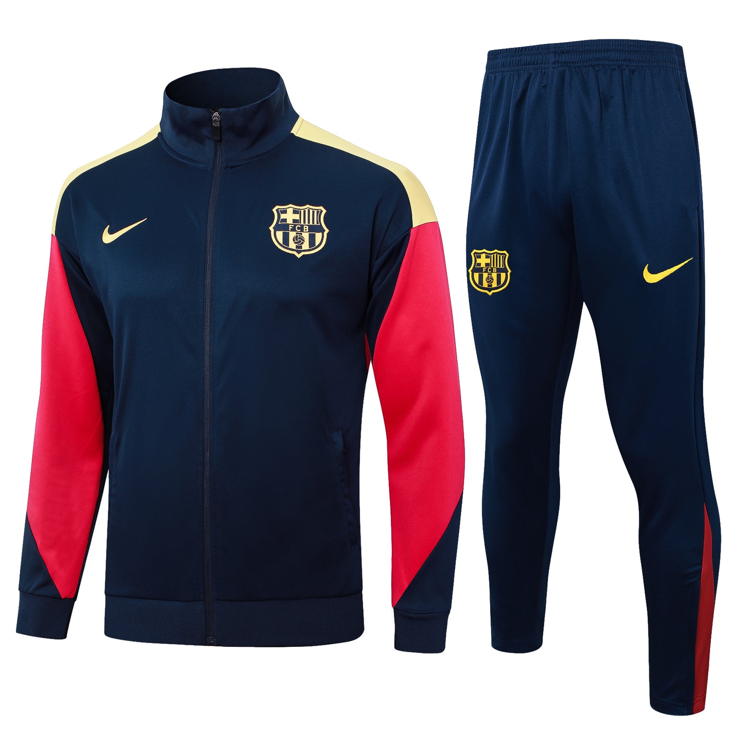 Barcelona 2024/25 Navy Red and Yellow Full-zip Tracksuit Set