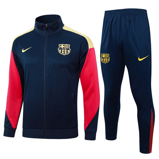 Barcelona 2024/25 Navy Red and Yellow Full-zip Tracksuit Set