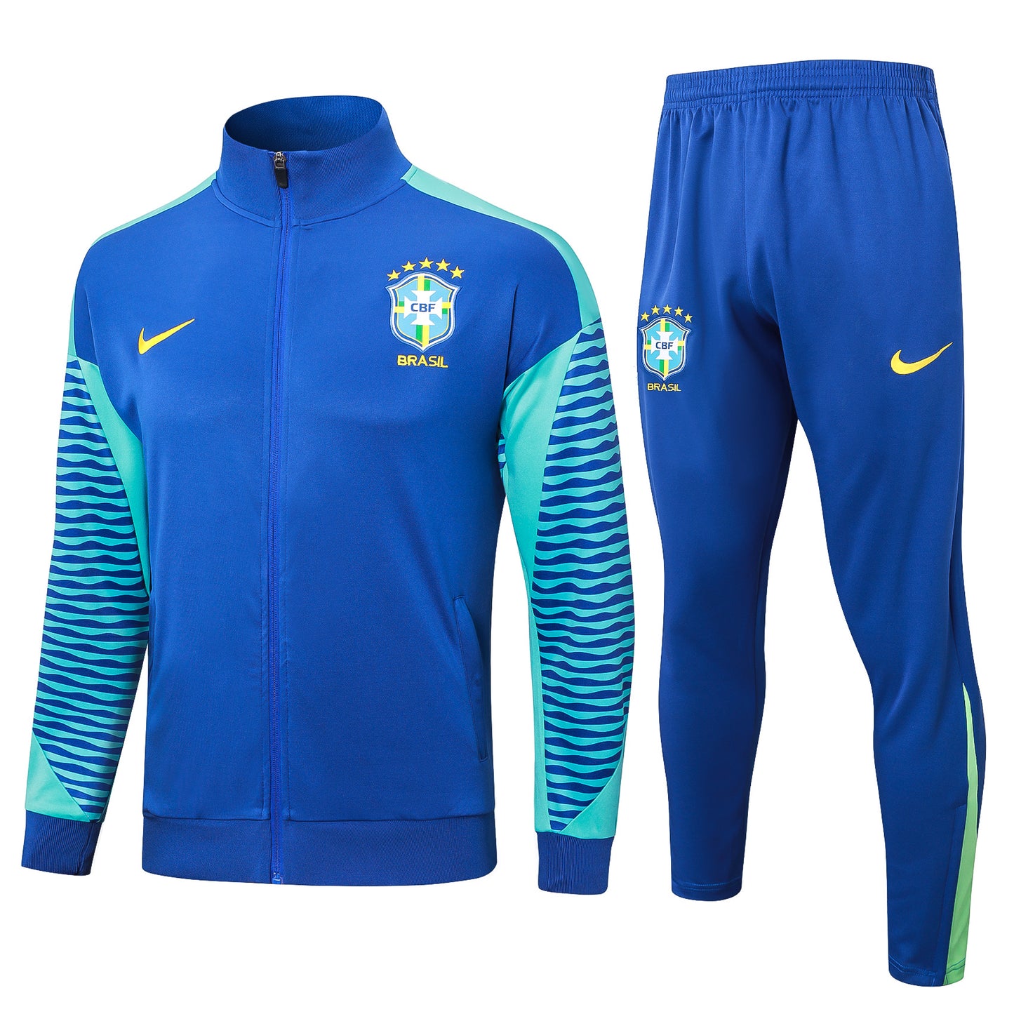Brazil 2024 Blue and Green Full-Zip Tracksuit Set