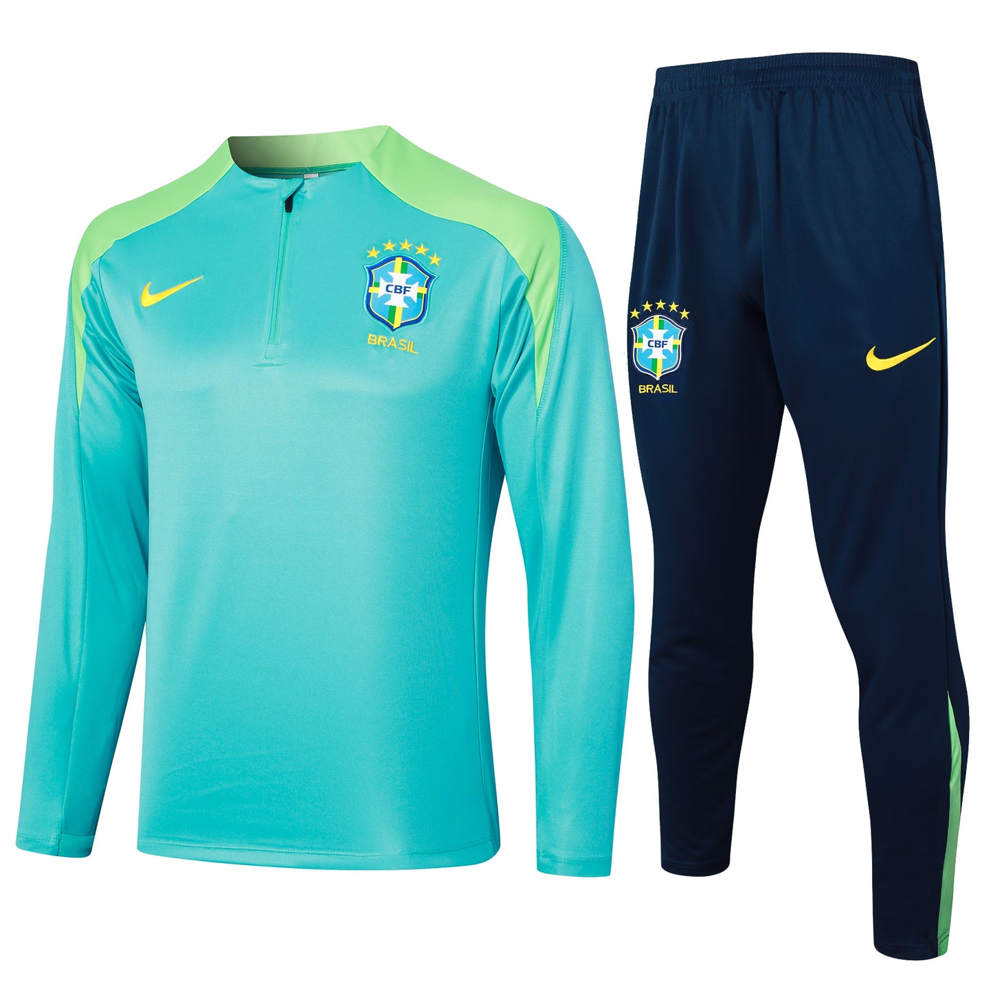 Brazil 2024 Light Green Half-Zip Training Tracksuit Set
