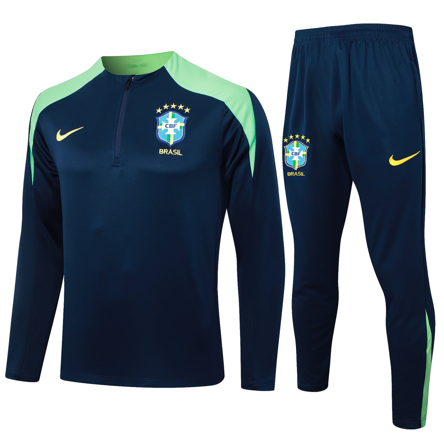 Brazil 2024 Navy Half-Zip Training Tracksuit Set