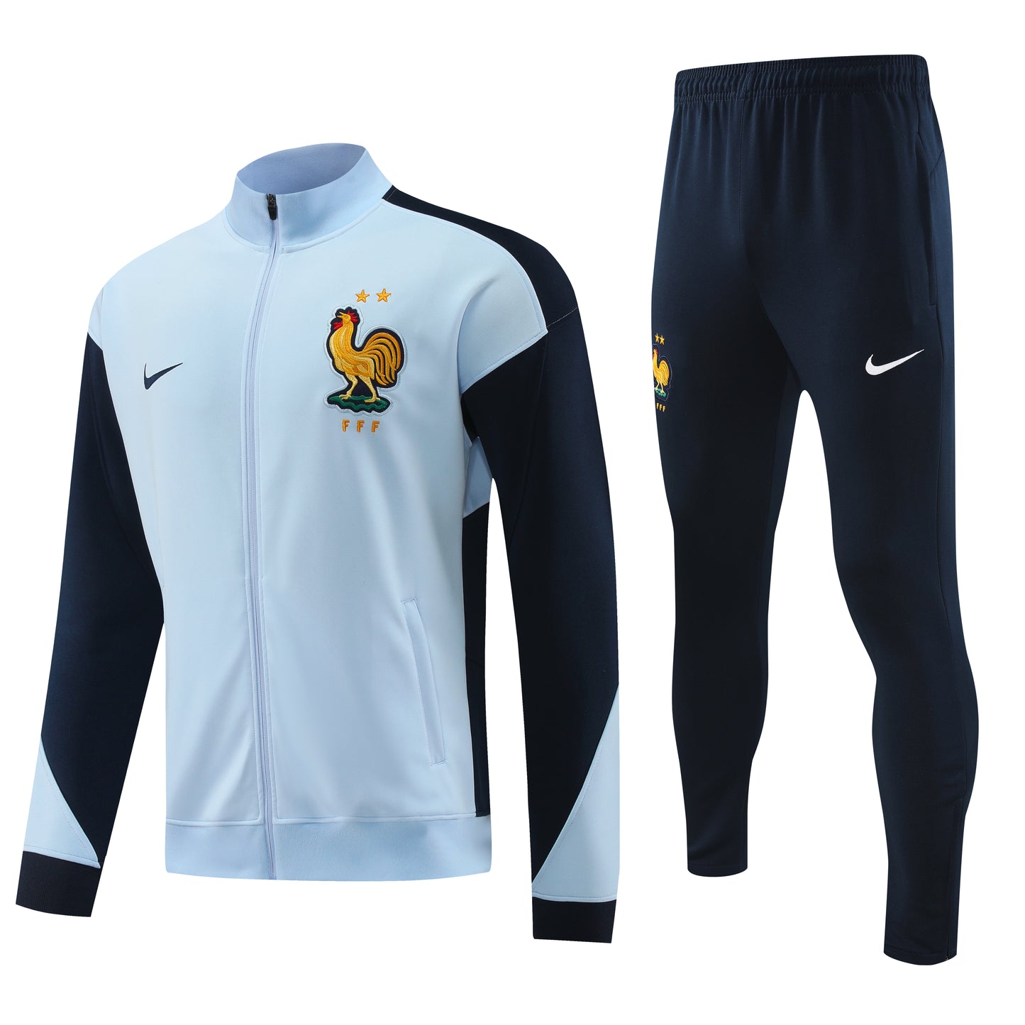 France 2024 Grey and Navy Full-Zip Tracksuit Set