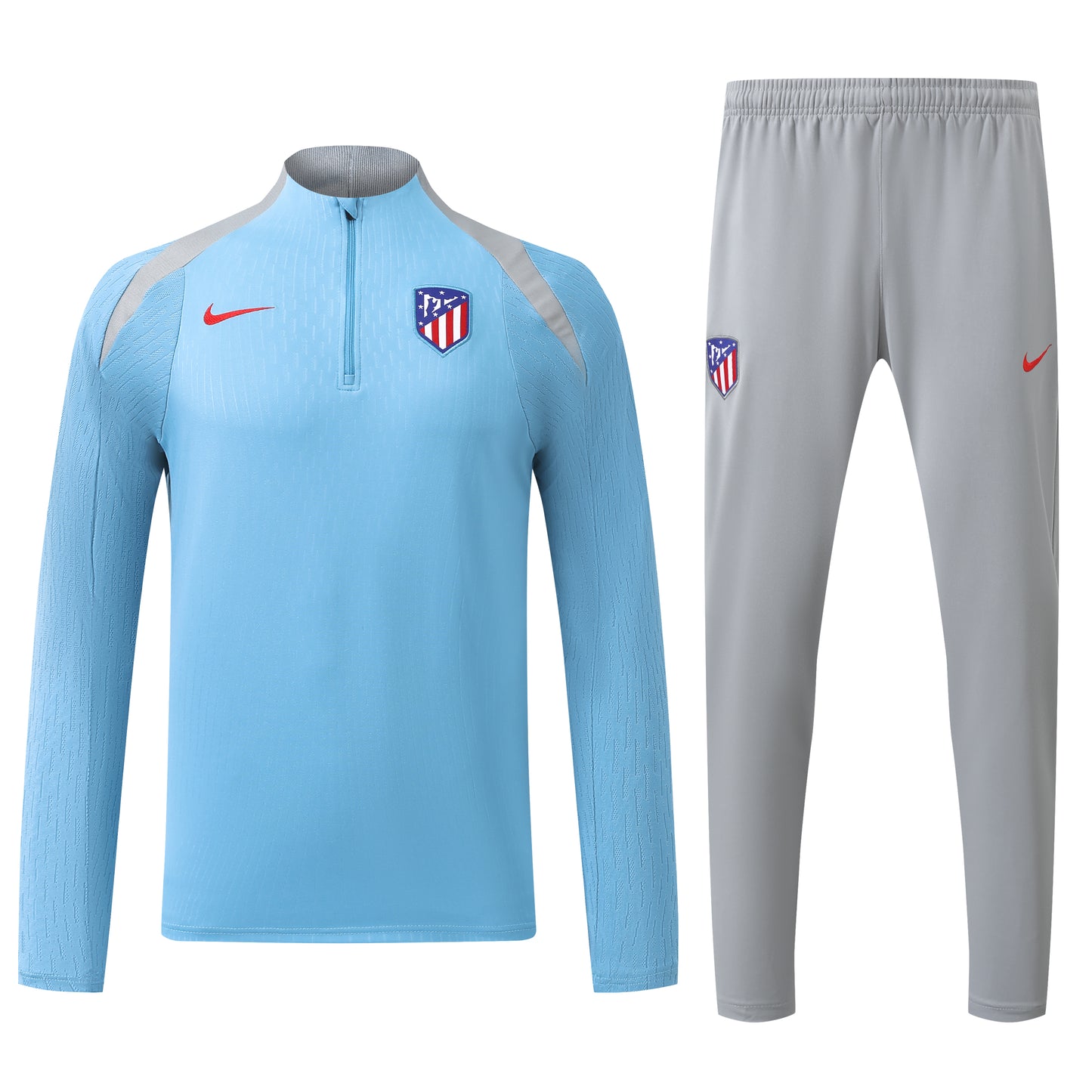 Atlético Madrid 2024/25 Grey and Blue Half-zip Training Tracksuit Set