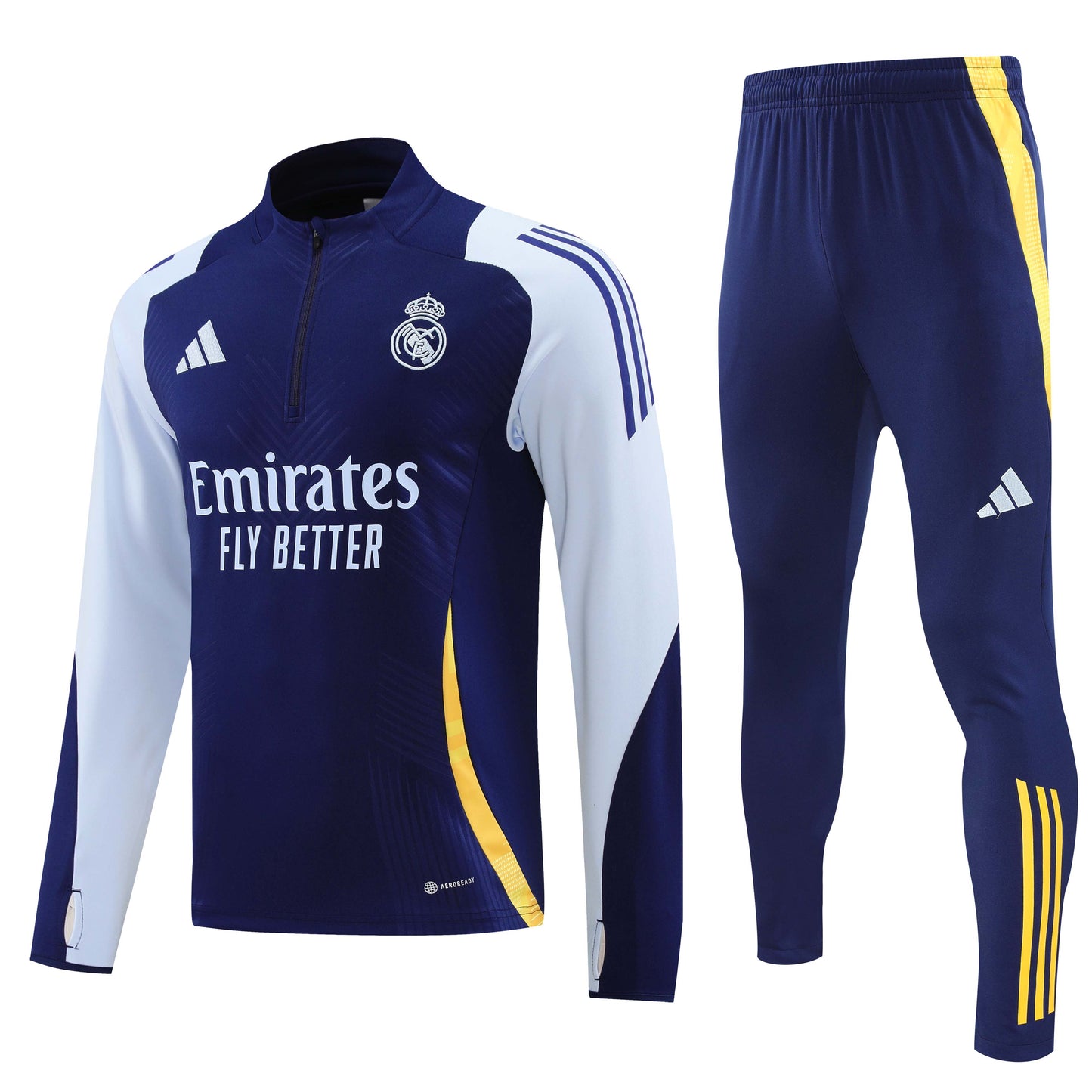Real Madrid 2024-25 Navy and Grey Half-Zip Training Tracksuit Set