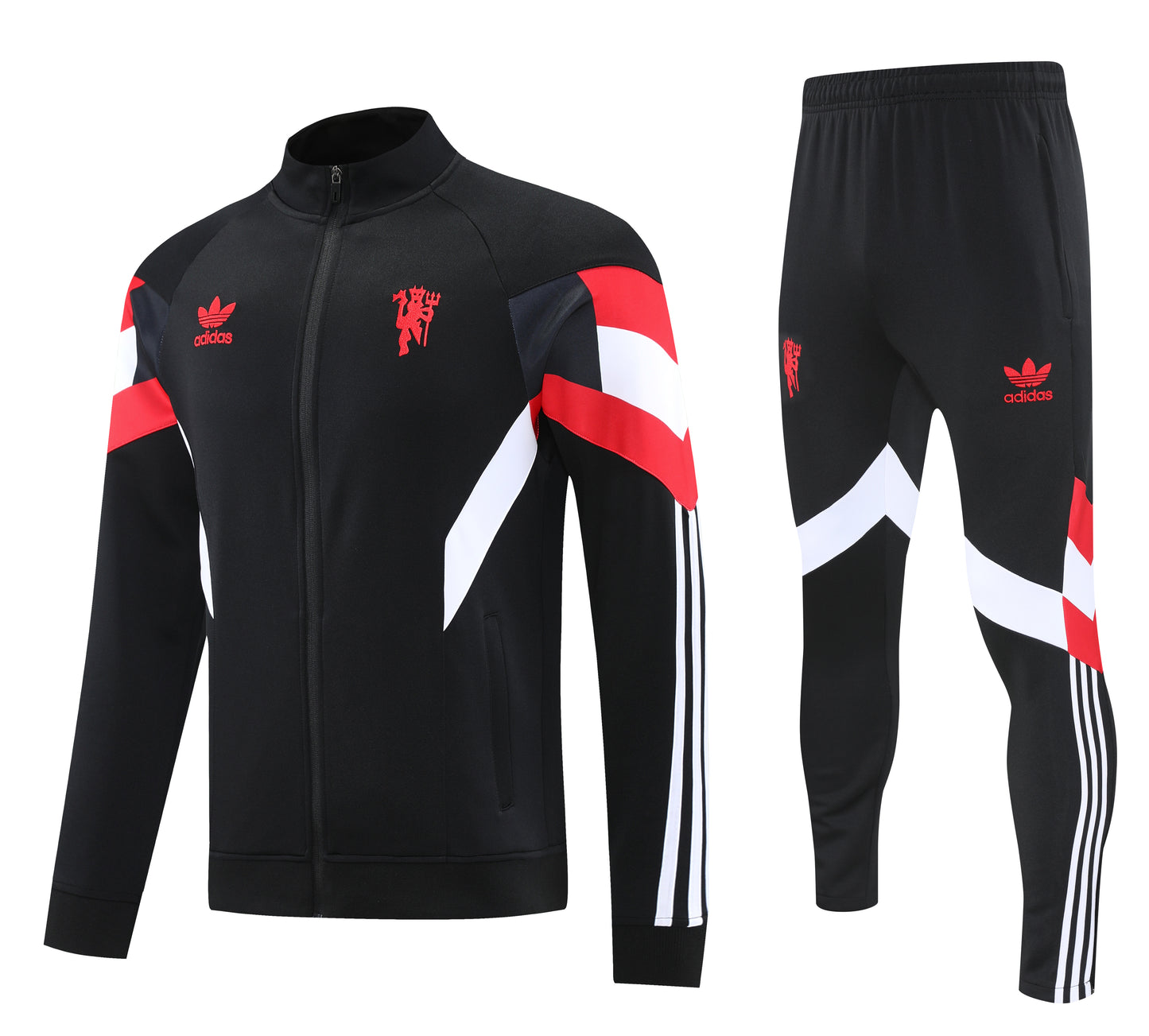 Manchester United 2024/25 Black and White Full-zip Tracksuit Set