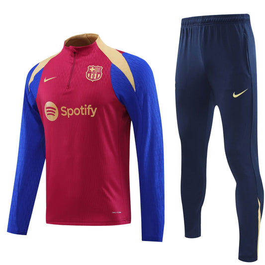 Barcelona 2024/25 Red Blue and Gold Half-zip Training Tracksuit Set