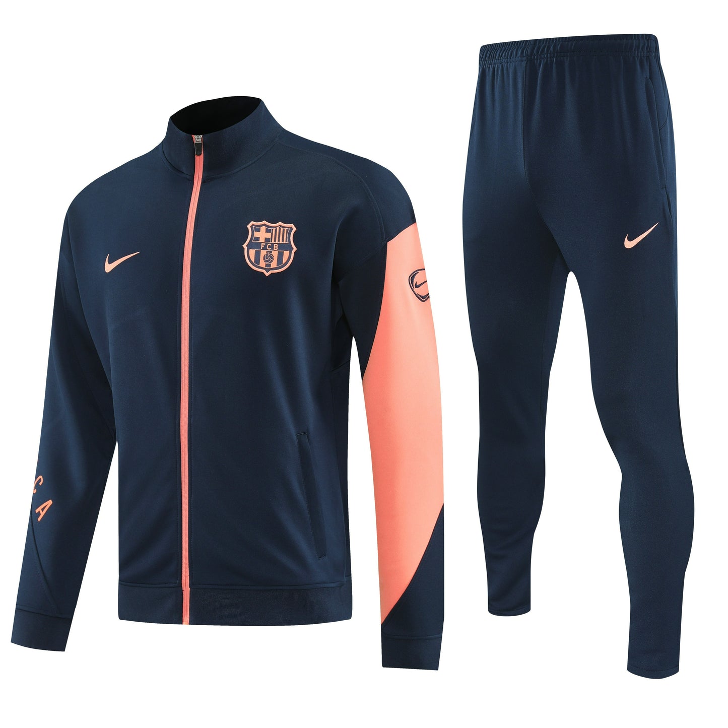 Barcelona 2025/26 Black and Orange Fullzip Tracksuit Set