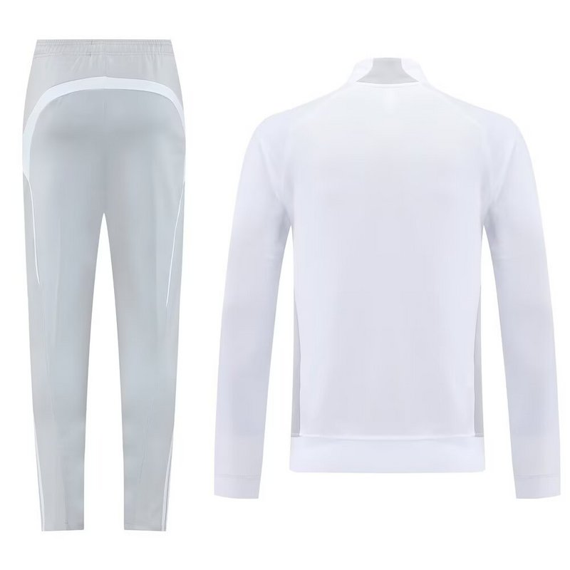Real Madrid 2025/26 White and Grey Full-Zip Tracksuit Set