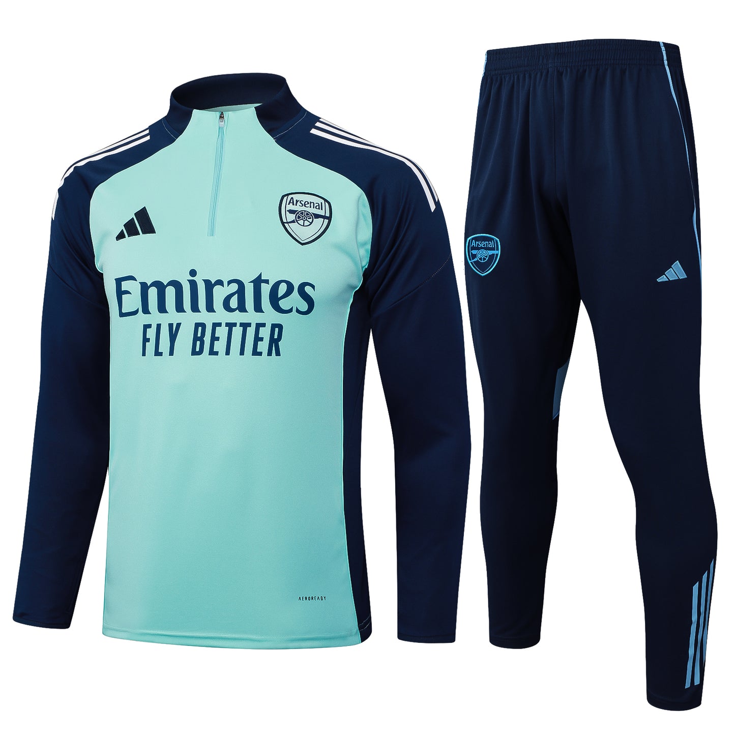 Arsenal 2025/26 Light Green and Navy Half-zip Tracksuit Set