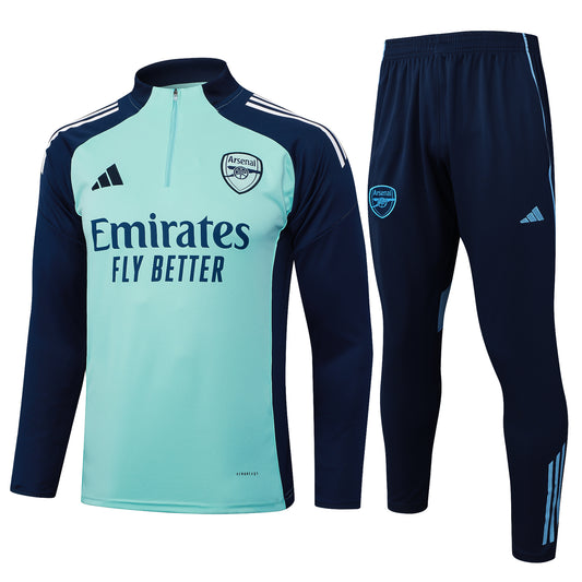 Arsenal 2025/26 Light Green and Navy Half-zip Tracksuit Set