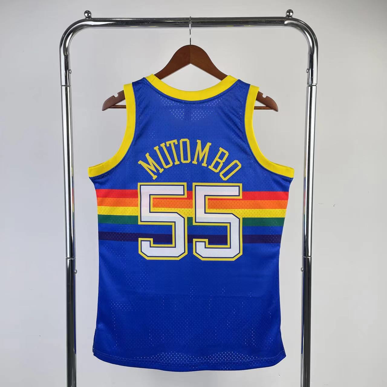 Denver Nuggets 1991-92 Dikembe Mutombo Blue Mitchell & Ness Hardwood Classics Swingman Jersey