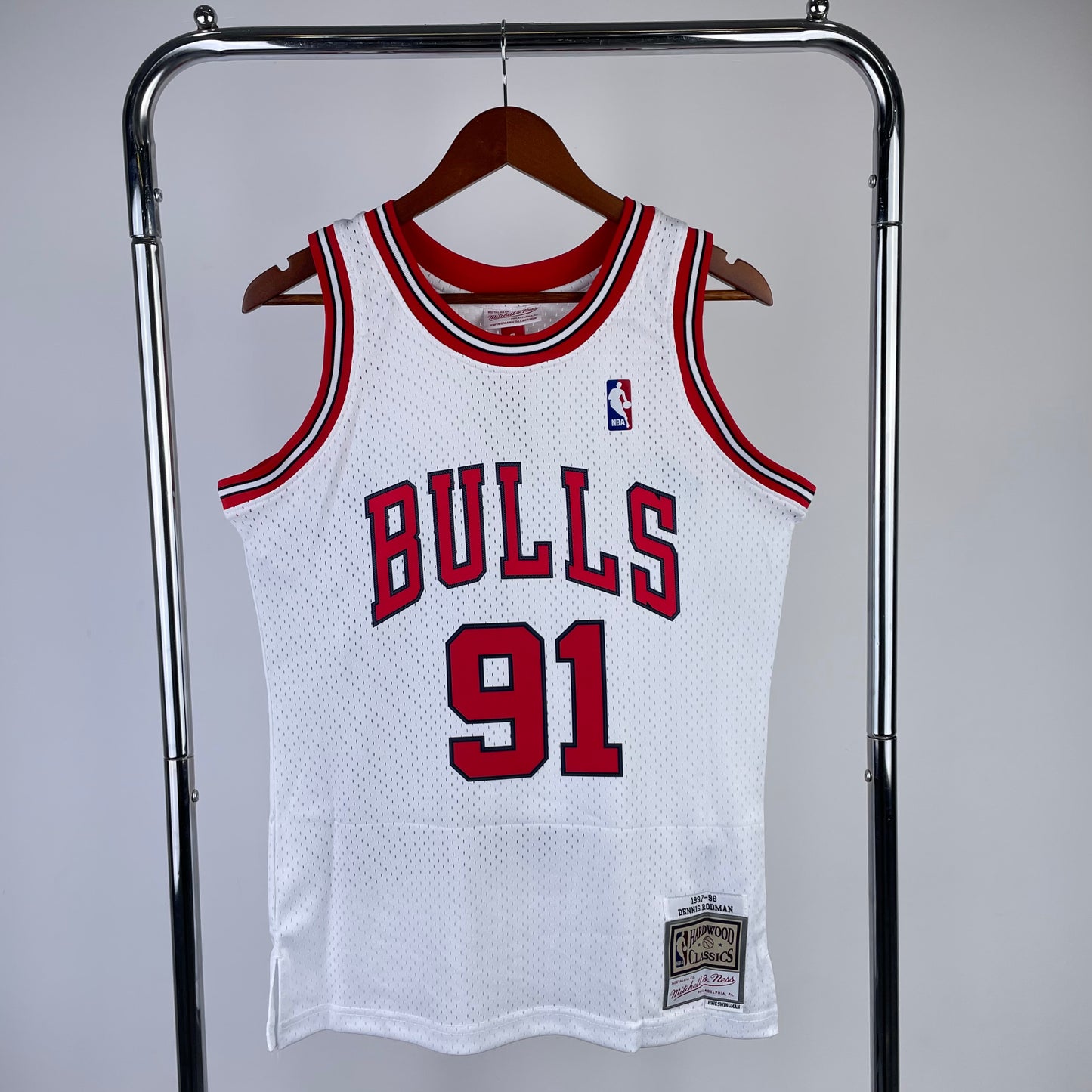 Chicago Bulls 1997-98 #91 Dennis Rodman White Mitchell & Ness Swingman Jersey
