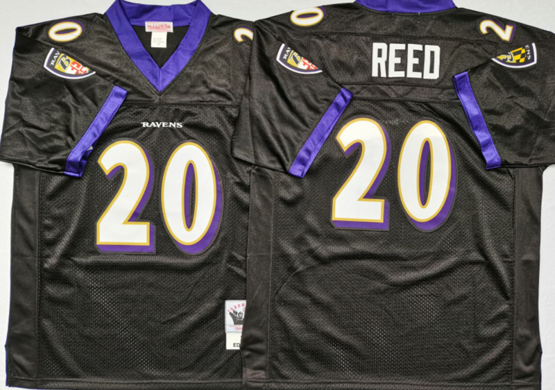 Baltimore Ravens #20 Ed Reed Mitchell & Ness Black Legacy NFL Jersey