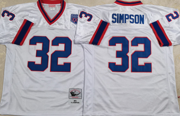 Buffalo Bills #32 OJ Simpson Mitchell & Ness White Legacy NFL Jersey