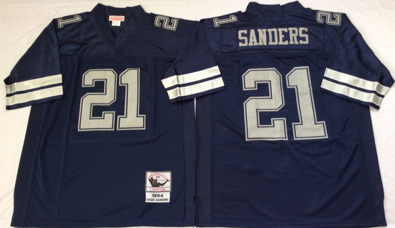 Dallas Cowboys 1994 #21 Deion Sanders Mitchell & Ness Navy Legacy NFL Jersey