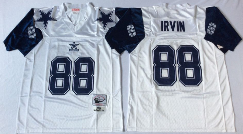 Dallas Cowboys 1992 #88 Micheal IRVIN Mitchell & Ness White Legacy NFL Jersey