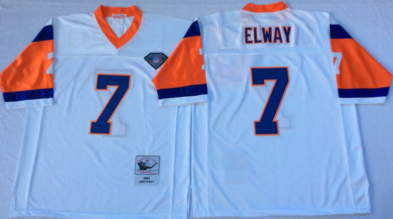 Denver Broncos #7 John ELWAY Mitchell & Ness White Legacy NFL Jersey
