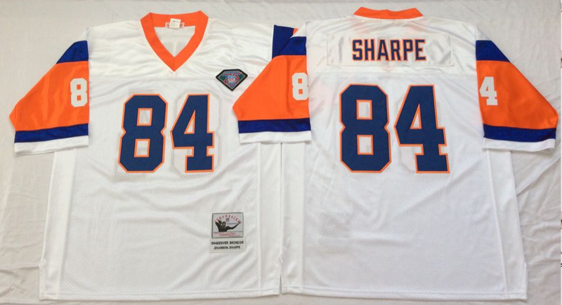 Denver Broncos #84 Shannon SHARPE Mitchell & Ness White Legacy NFL Jersey