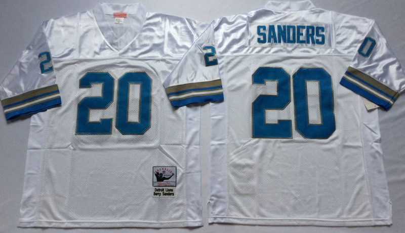 Detroit Lions #20 Barry SANDERS Mitchel & Ness White Legacy NFL Jersey