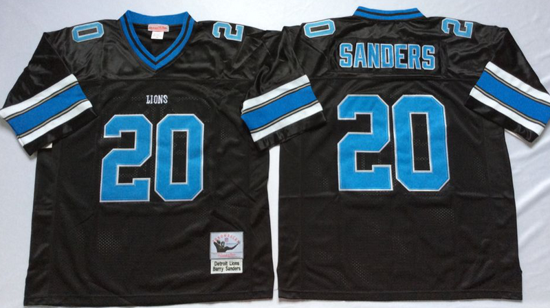 Detroit Lions #20 Barry SANDERS Mitchell & Ness Black Legacy NFL Jersey