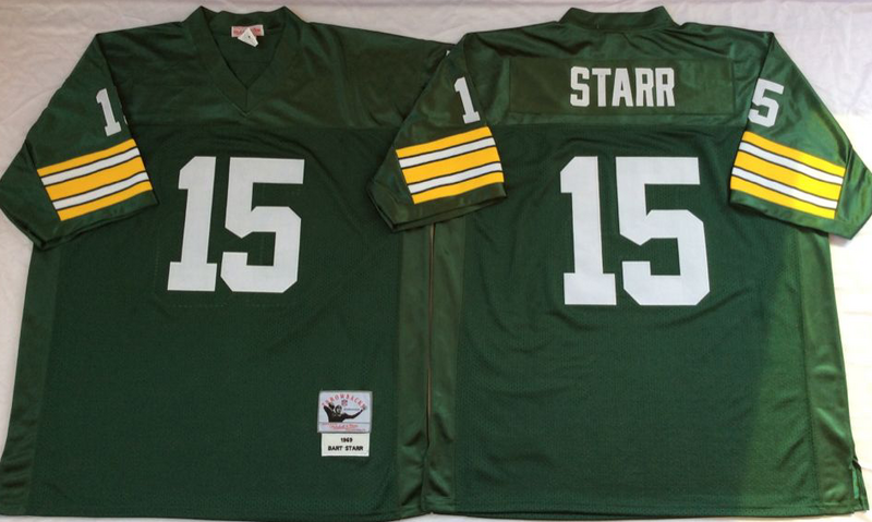 Green Bay Packers #15 Bart STARR Mitchell & Ness Green Legacy NFL Jersey