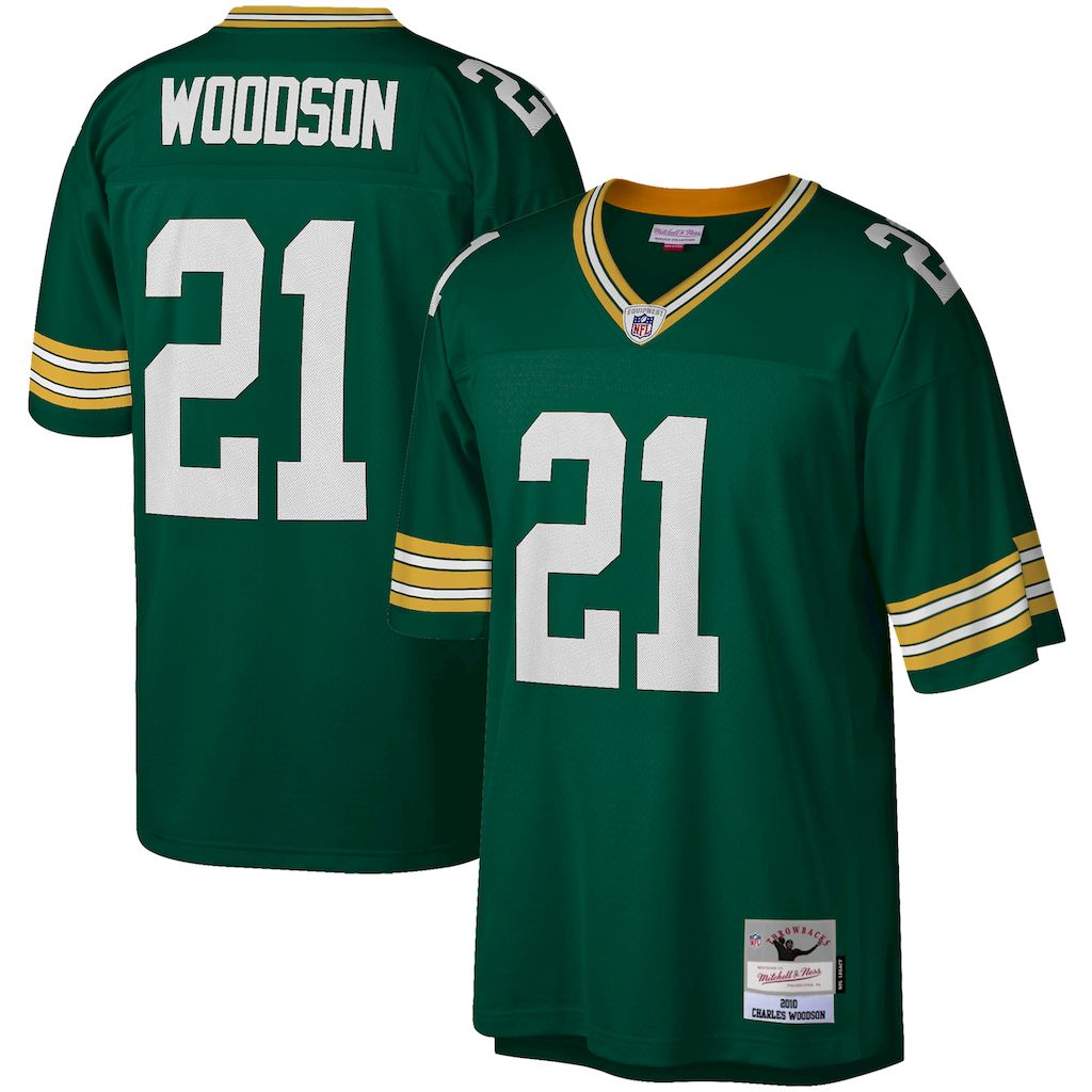 Green Bay Packers #21 Charles WOODSON Mitchell & Ness Green Legacy NFL Jersey