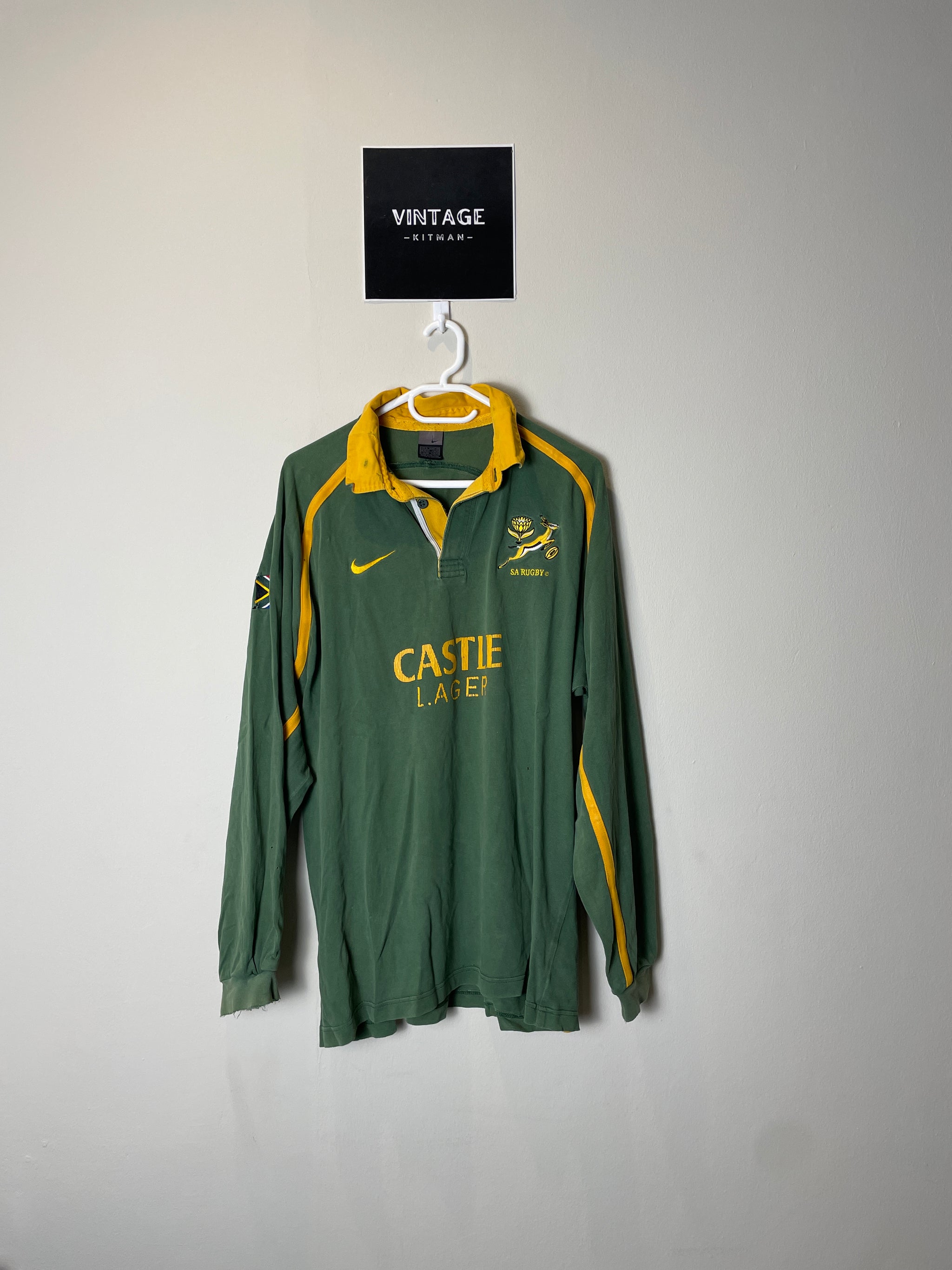 2002 Springboks Home Nike Retro Long Sleeve Rugby Jersey *Original* XL 7/10