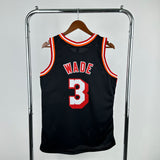 Miami Heat 2013-14 Dwayne Wade Black and Red Mitchel & Ness Swingman Jersey