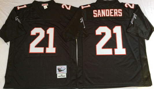 Atlanta Falcons #21 Deion Sanders Mitchell & Ness Black Legacy NFL Jersey