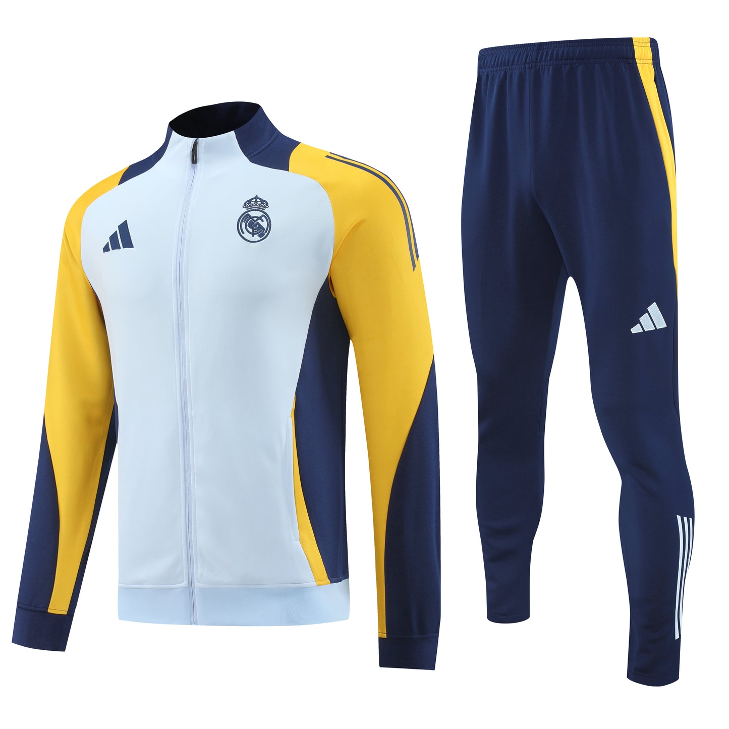 Real Madrid 2024-25 Grey and Yellow Full-Zip Tracksuit Set