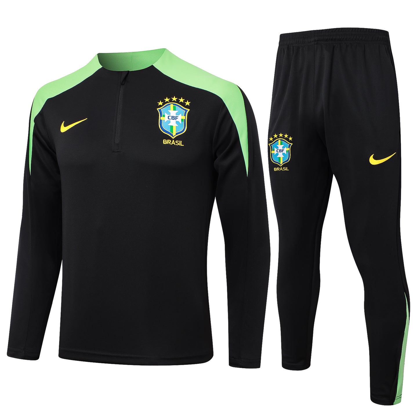 Brazil 2024 Black Half-Zip Training Tracksuit Set