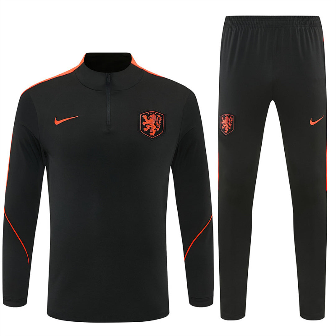 Netherlands 2026/27 Black Half-Zip Tracksuit Set