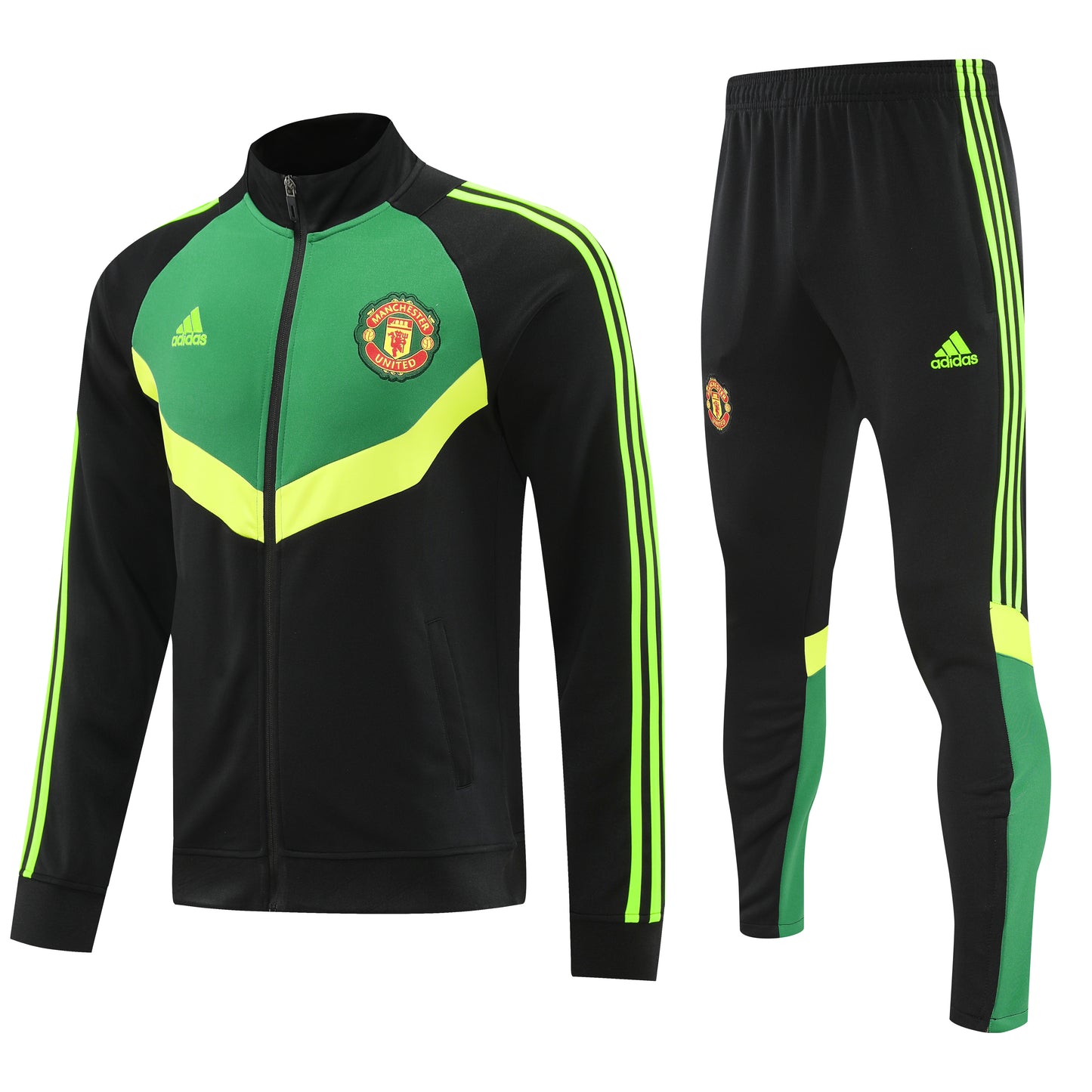 Manchester United 2024/25 Black Green and Yellow Full-Zip Tracksuit Set