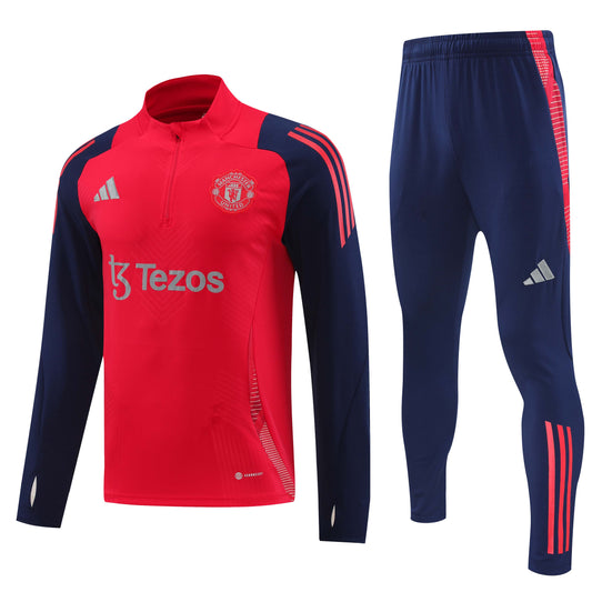 Manchester United 2024/25 Red and Navy Half-Zip Training Tracksuit Set