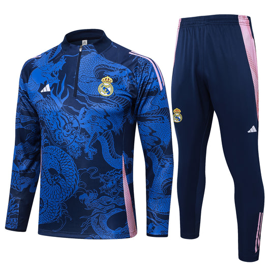Real Madrid 2024-25 Blue Dragon Half-Zip Training Tracksuit Set