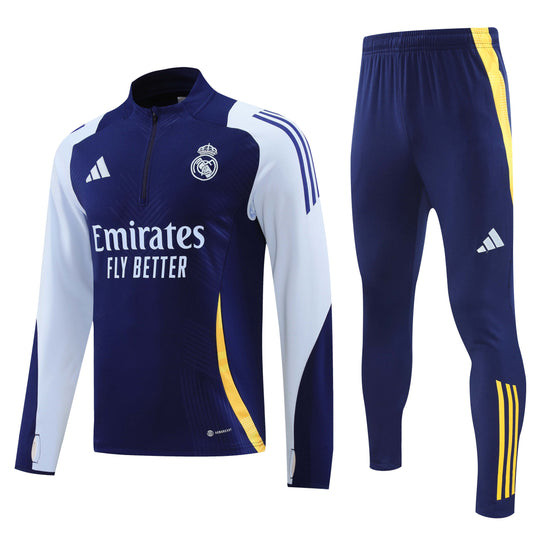 Real Madrid 2024-25 Navy and Grey Half-Zip Training Tracksuit Set