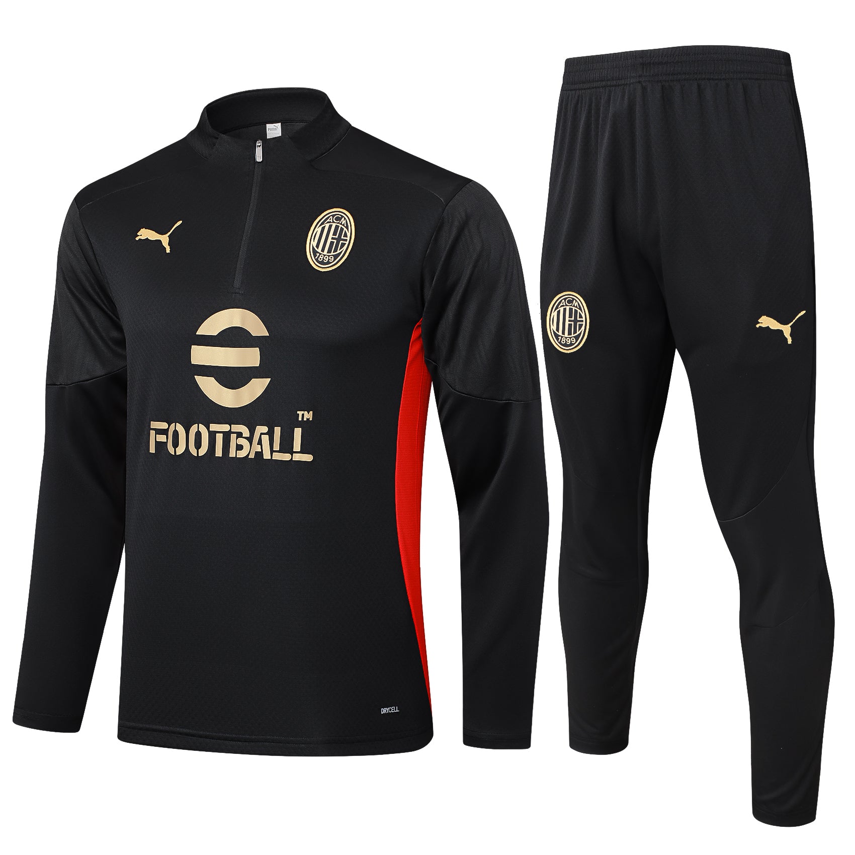 AC Milan 2024/25 Black Halfzip Tracksuit Set