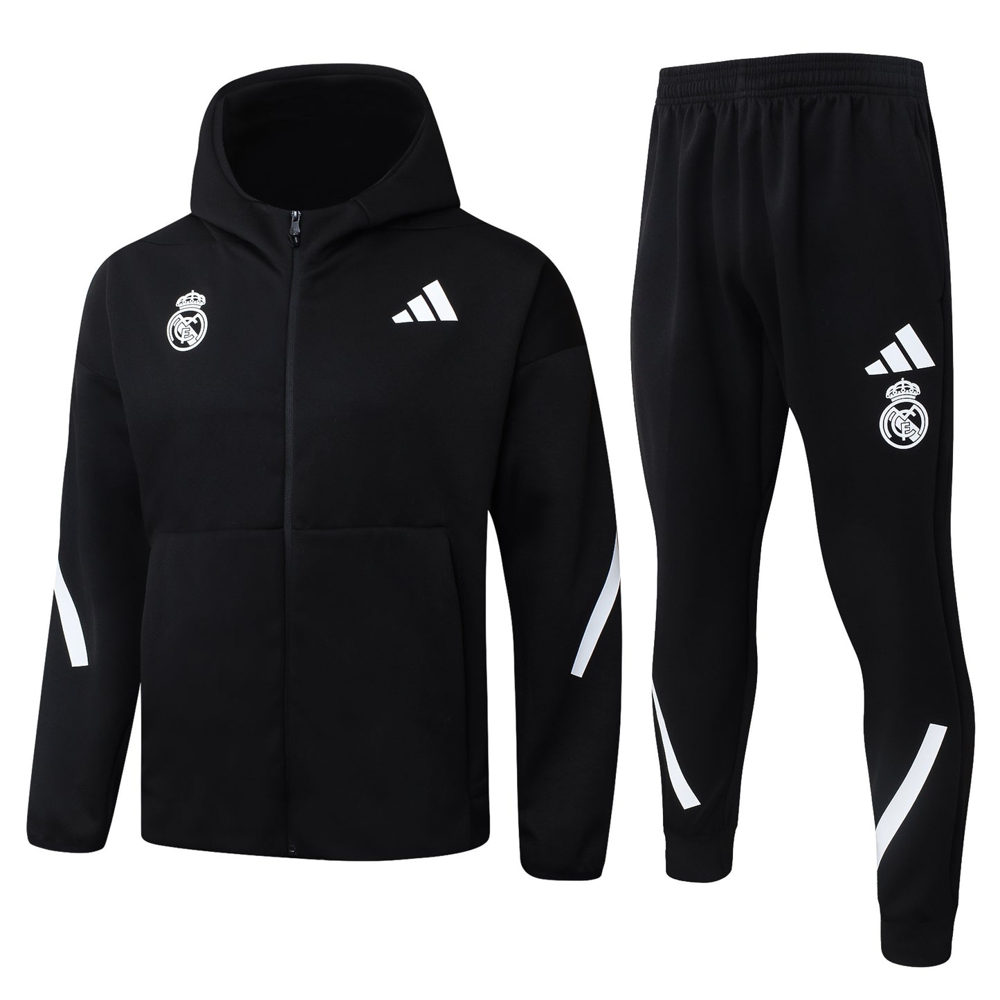 Real Madrid 2025/26 Black Full-Zip Hoodie Tracksuit Set