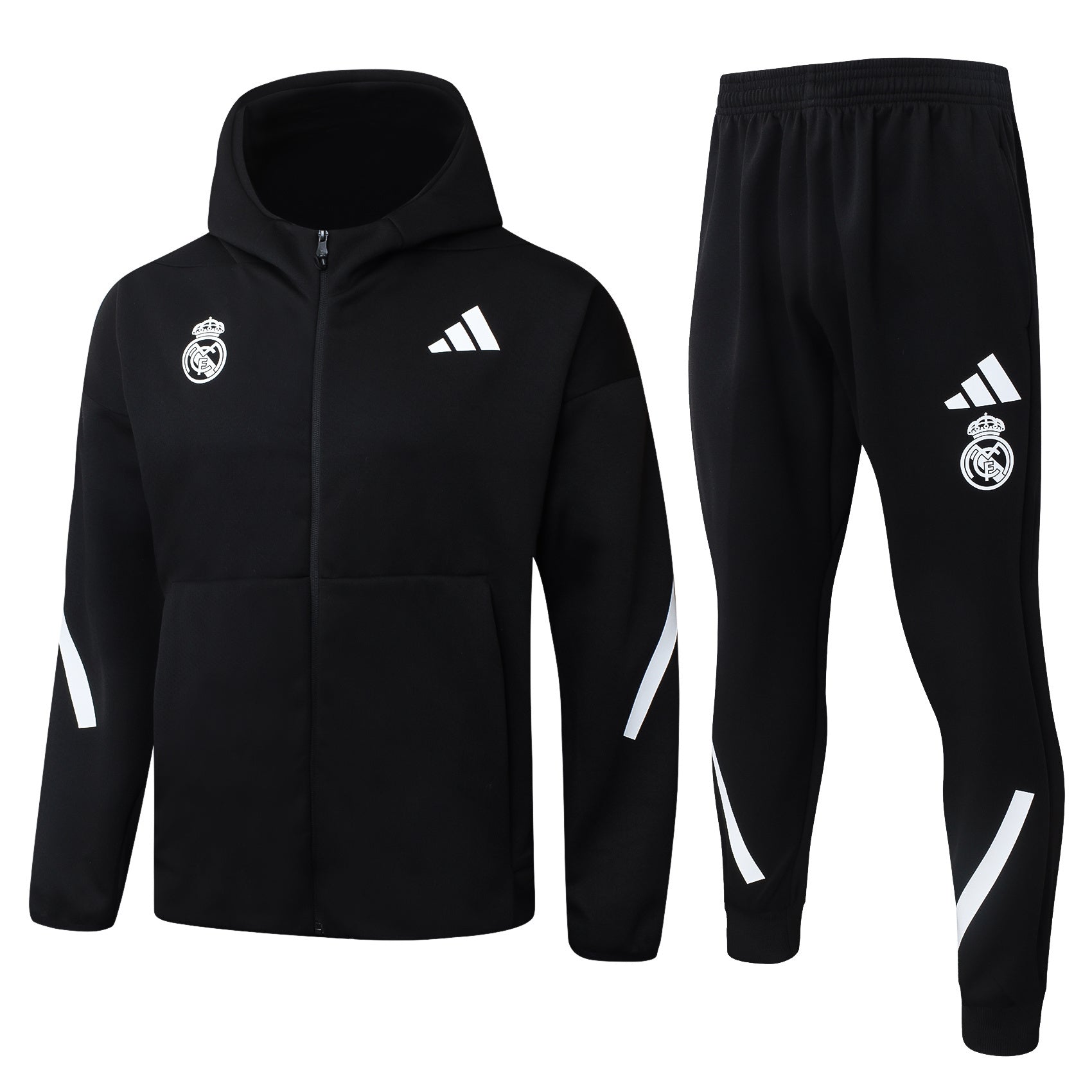 Real Madrid 2025/26 Black Full-Zip Hoodie Tracksuit Set
