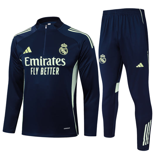 Real Madrid 2025/26 Navy Hafl-Zip Tracksuit Set