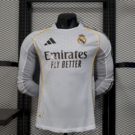 Real Madrid 2025/26 Home Player Version Long Sleeve Jersey