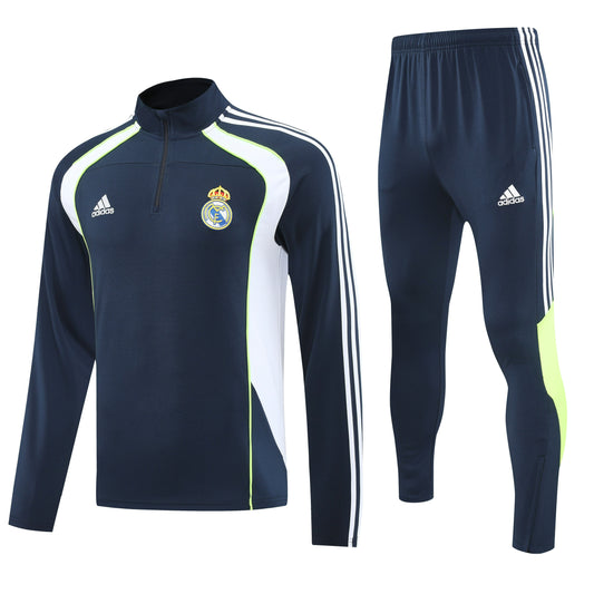 Real Madrid 2025/26 Navy and White Half-Zip Tracksuit Set