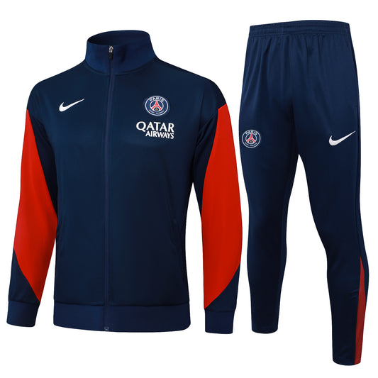 Paris 2025/26 Navy and Red Full-Zip Tracksuit Set