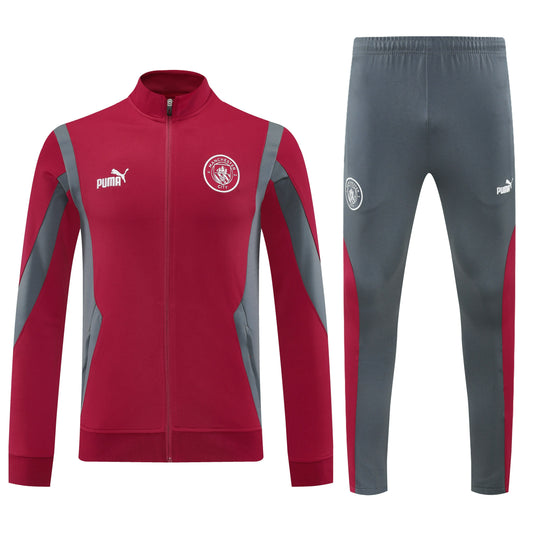 Manchester City 2025/26 Red Full-Zip Tracksuit Set